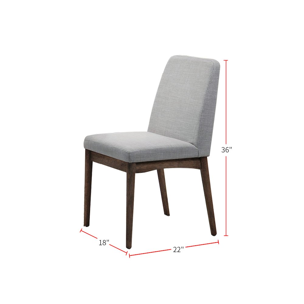 Grey Fabric Upholstered Dining Chair, Brown(Set of 2). Picture 2
