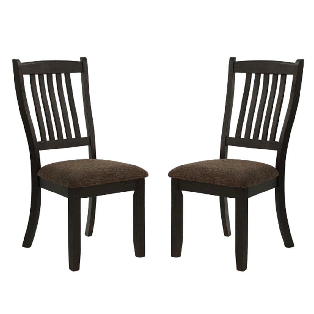 Dark Coffee Fabric Upholstered Side Chairs, Black(Set of 2). Picture 1
