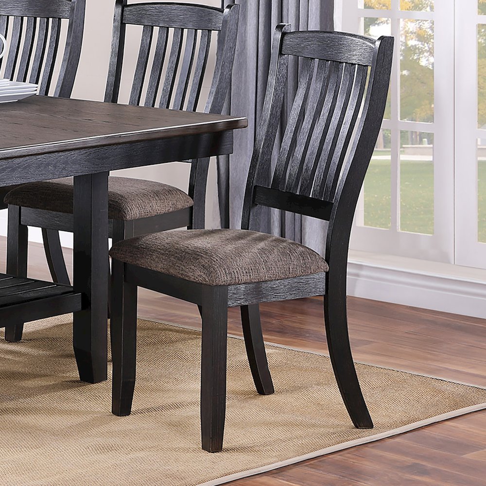Dark Coffee Fabric Upholstered Side Chairs, Black(Set of 2). Picture 2