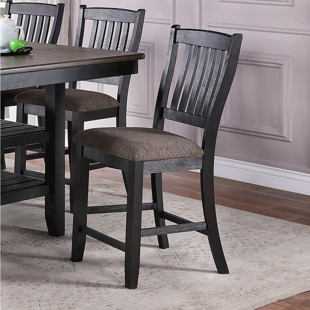 Dark Coffee Fabric Upholstered High Chairs, Black(Set of 2). Picture 2