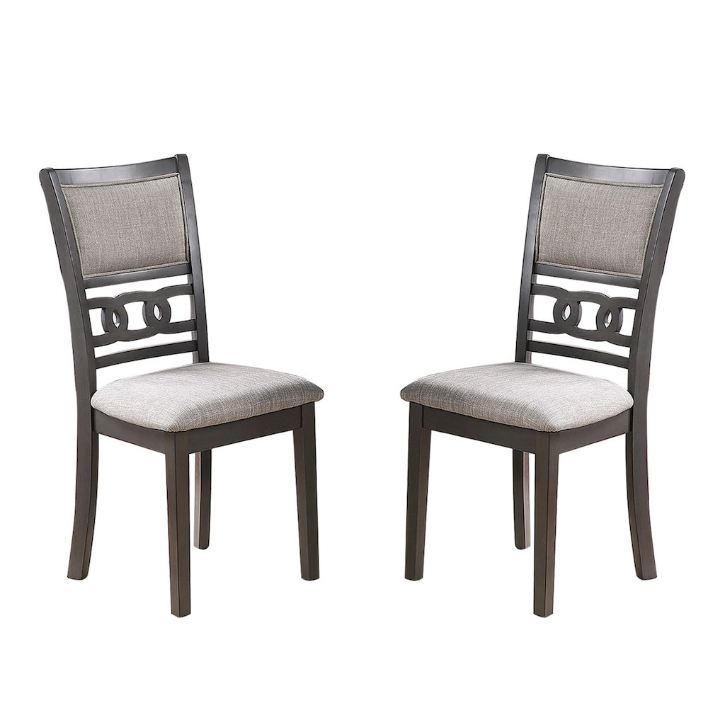 Grey Fabric and Wood Side Chairs, Set of 2. Picture 1