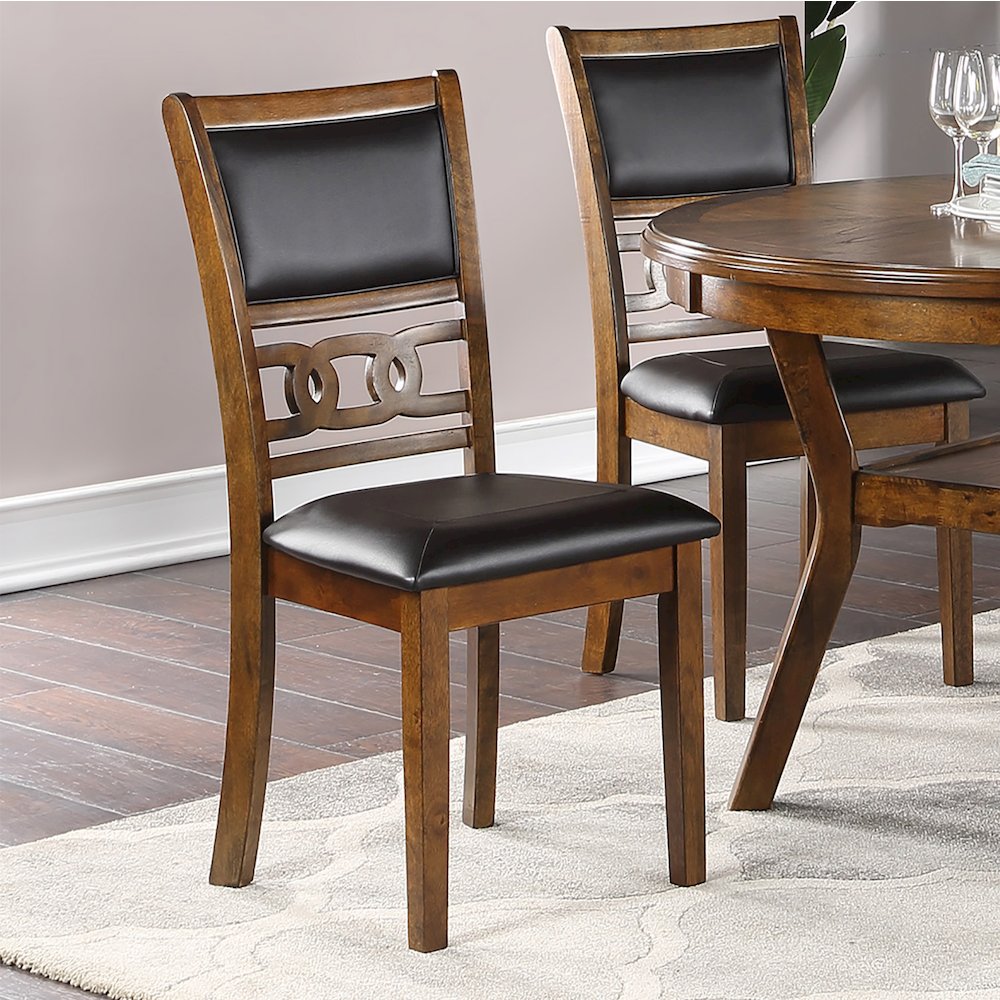 Set of 2 Upholstered Dining Chair in Walnut Finish. Picture 2