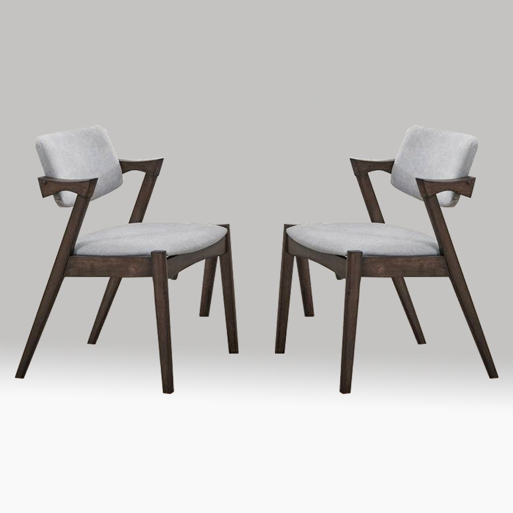 Set of 2 Fabric Upholstered Dining Chairs in Walunt. Picture 2