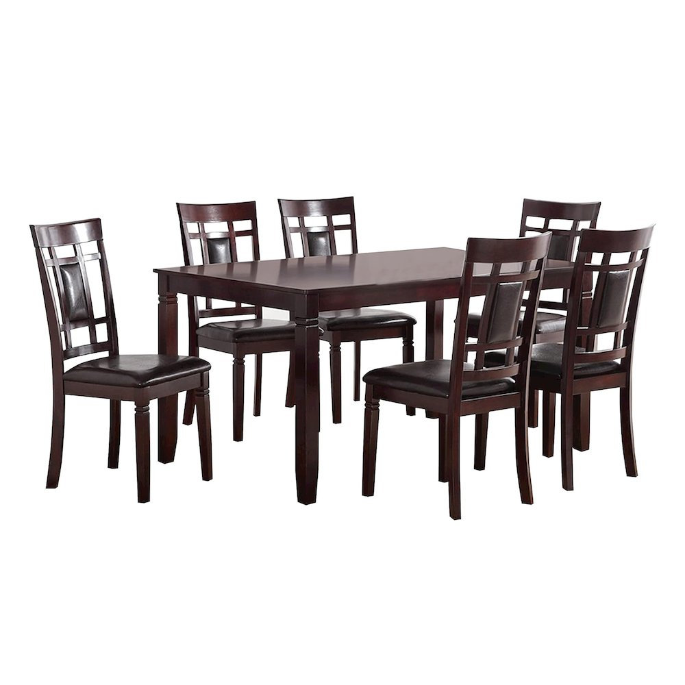 Galliano 7 Piece Espresso Finish Dining Set. Picture 1
