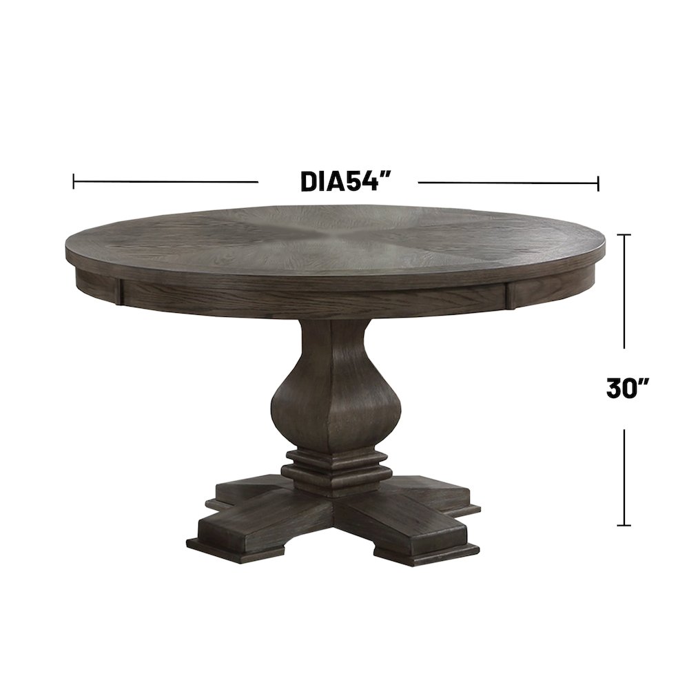 Round Wooden Dining Table with Pedestal Base in Oak. Picture 3