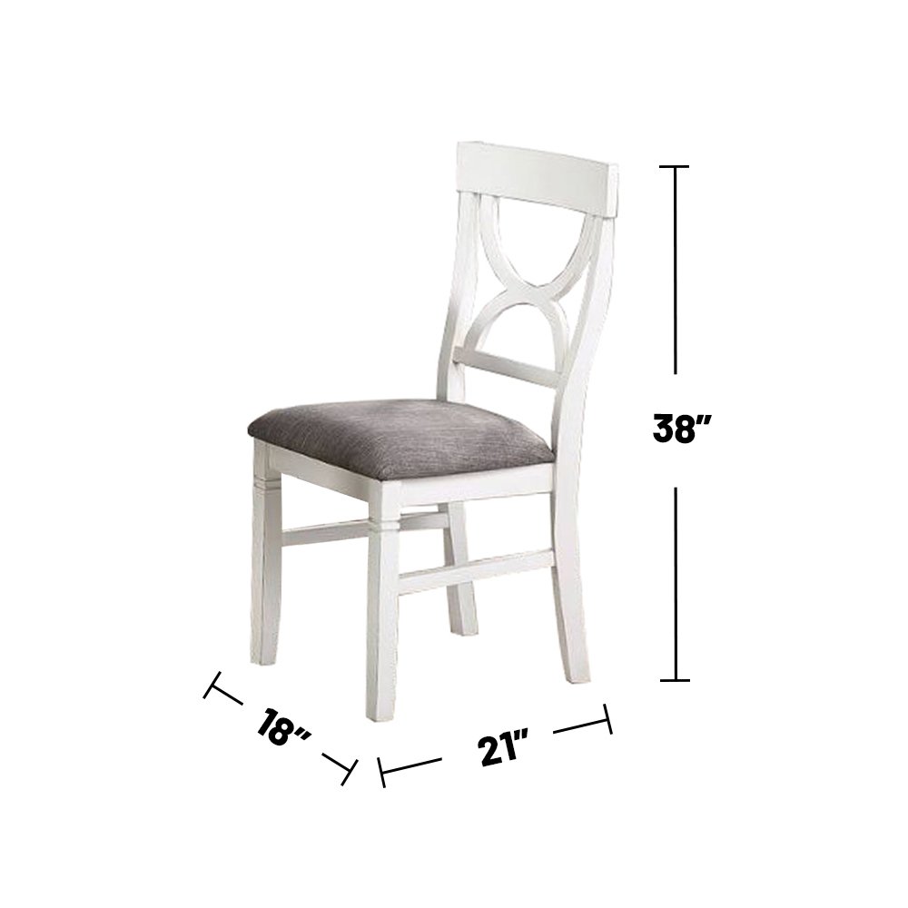 Celestia 6 Piece Wood Dining Set, White and Grey. Picture 4