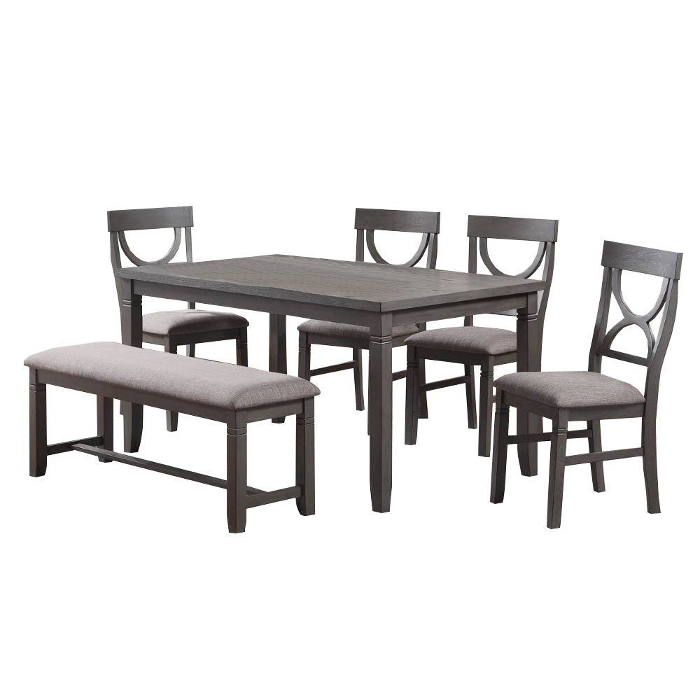 Dasher 6 Piece Wood Dining Set, Grey. Picture 1