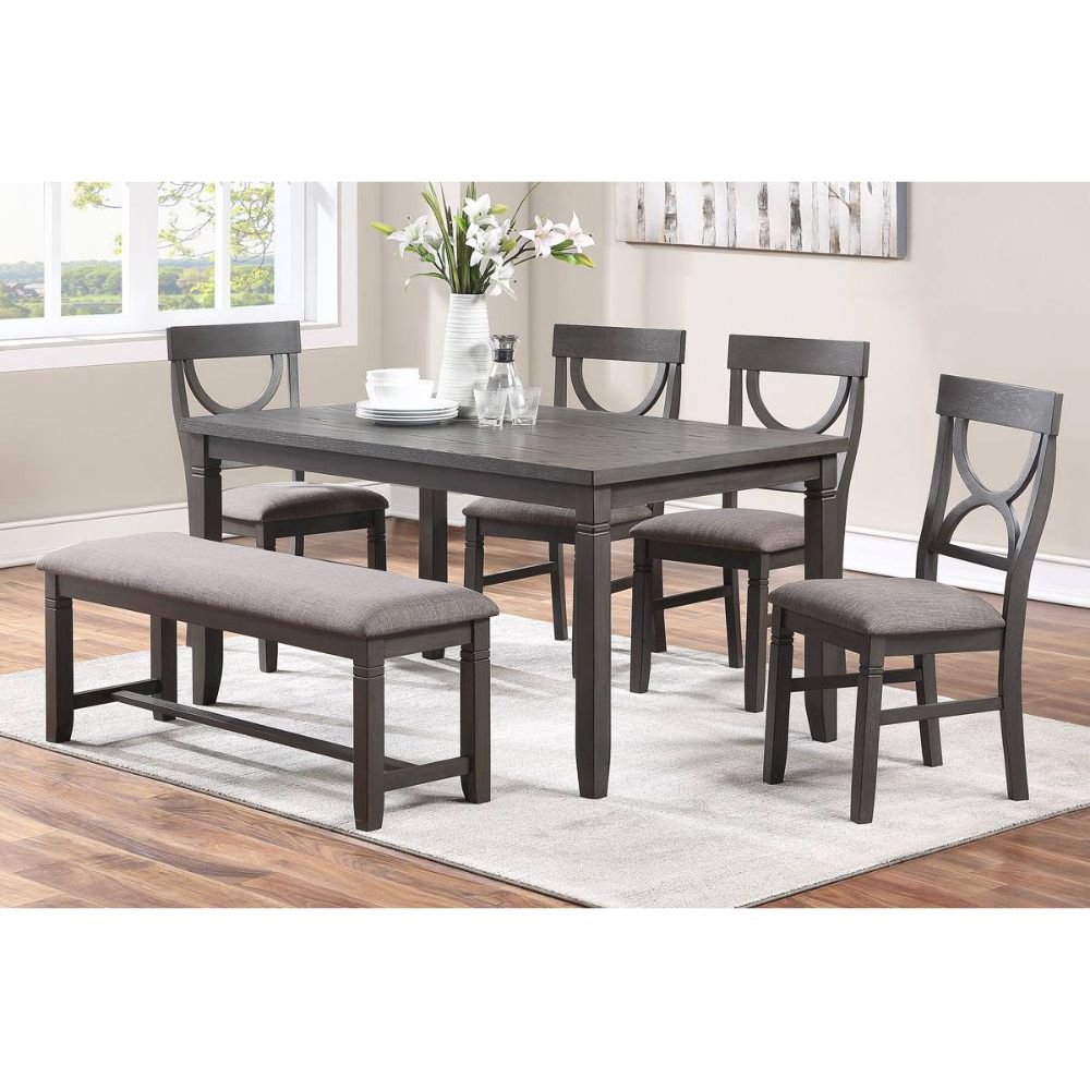 Dasher 6 Piece Wood Dining Set, Grey. Picture 2
