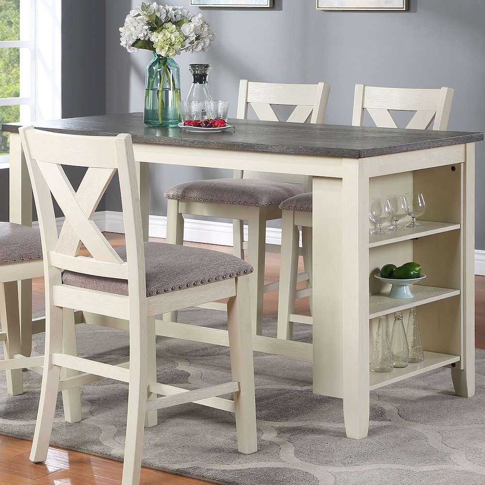 Rectangle Counter Height Dining Table in Grey and White. Picture 2