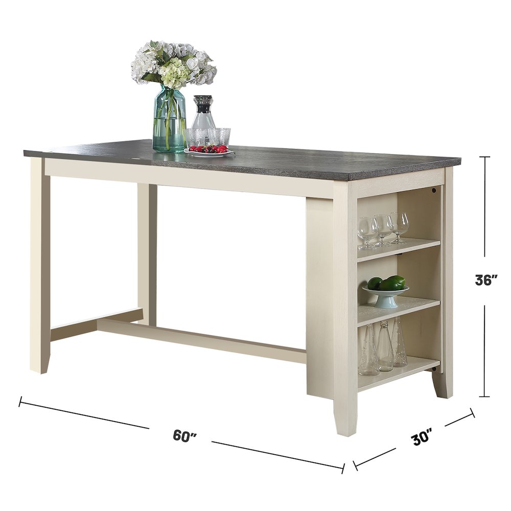 Rectangle Counter Height Dining Table in Grey and White. Picture 3