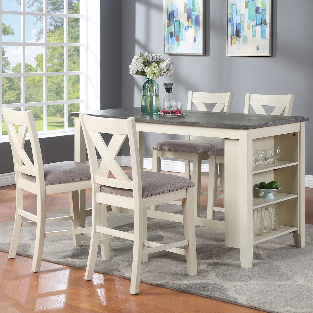 Rectangle Counter Height Dining Table in Grey and White. Picture 5