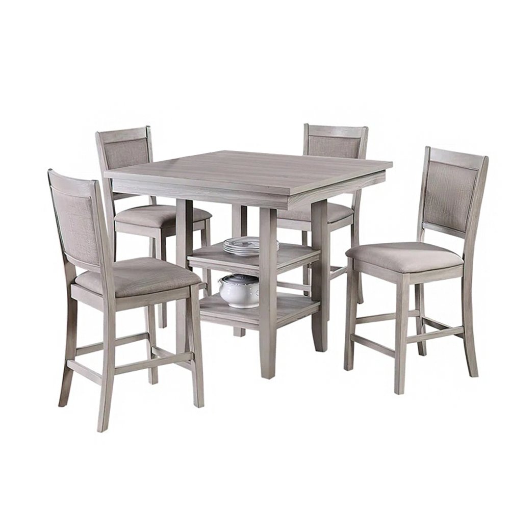 5 Piece Square Dining Set in Rustic Grey. Picture 1