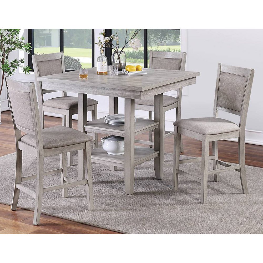 5 Piece Square Dining Set in Rustic Grey. Picture 2