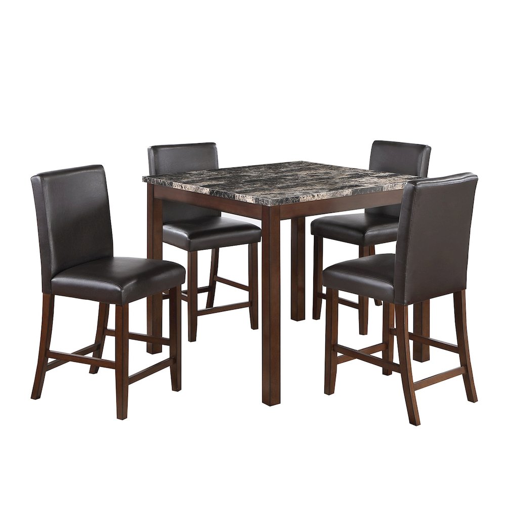5 Piece Counter Height Dining Set with Footrest in Espresso. Picture 1