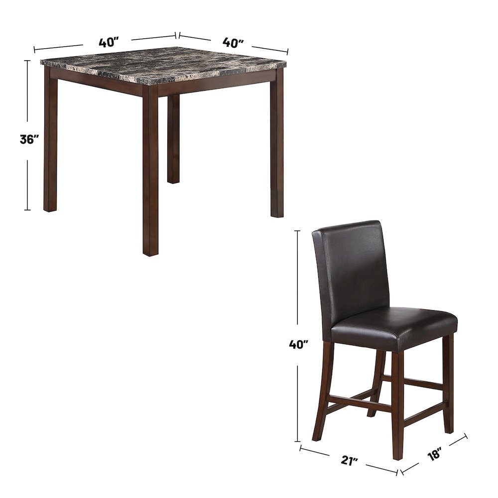 5 Piece Counter Height Dining Set with Footrest in Espresso. Picture 3