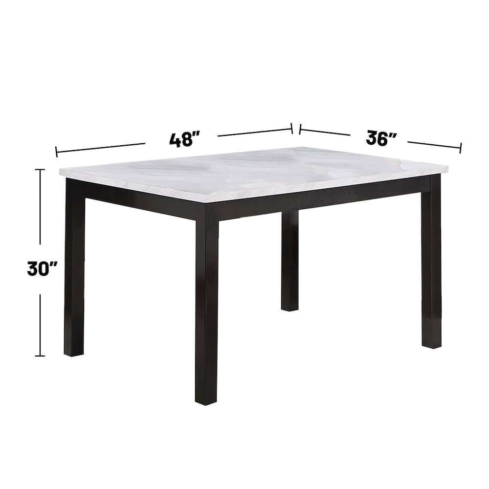 5 Piece Faux Marble Top Dining Set with Faux Leather Upholstered Seat. Picture 3