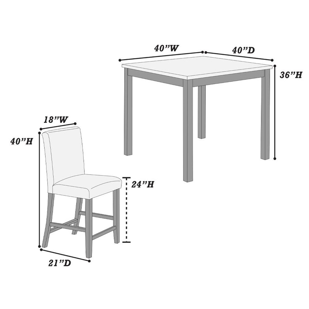 5 Piece Faux Marble Top Counter Height Dining Set with Faux Leather Upholstered. Picture 5
