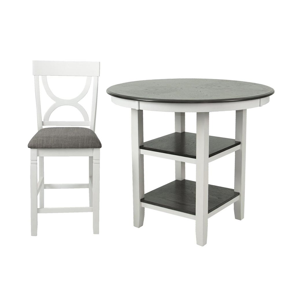 5 Piece Counter Height Dining Set with 2 Open Shelves in Distressed. Picture 4