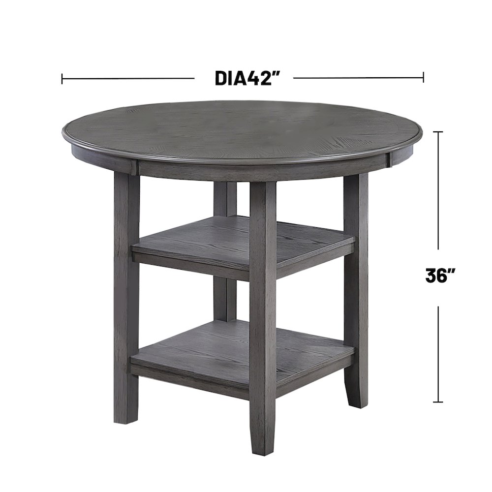 5 Piece Counter Height Dining Set with 2 Open Shelves in Grey. Picture 3