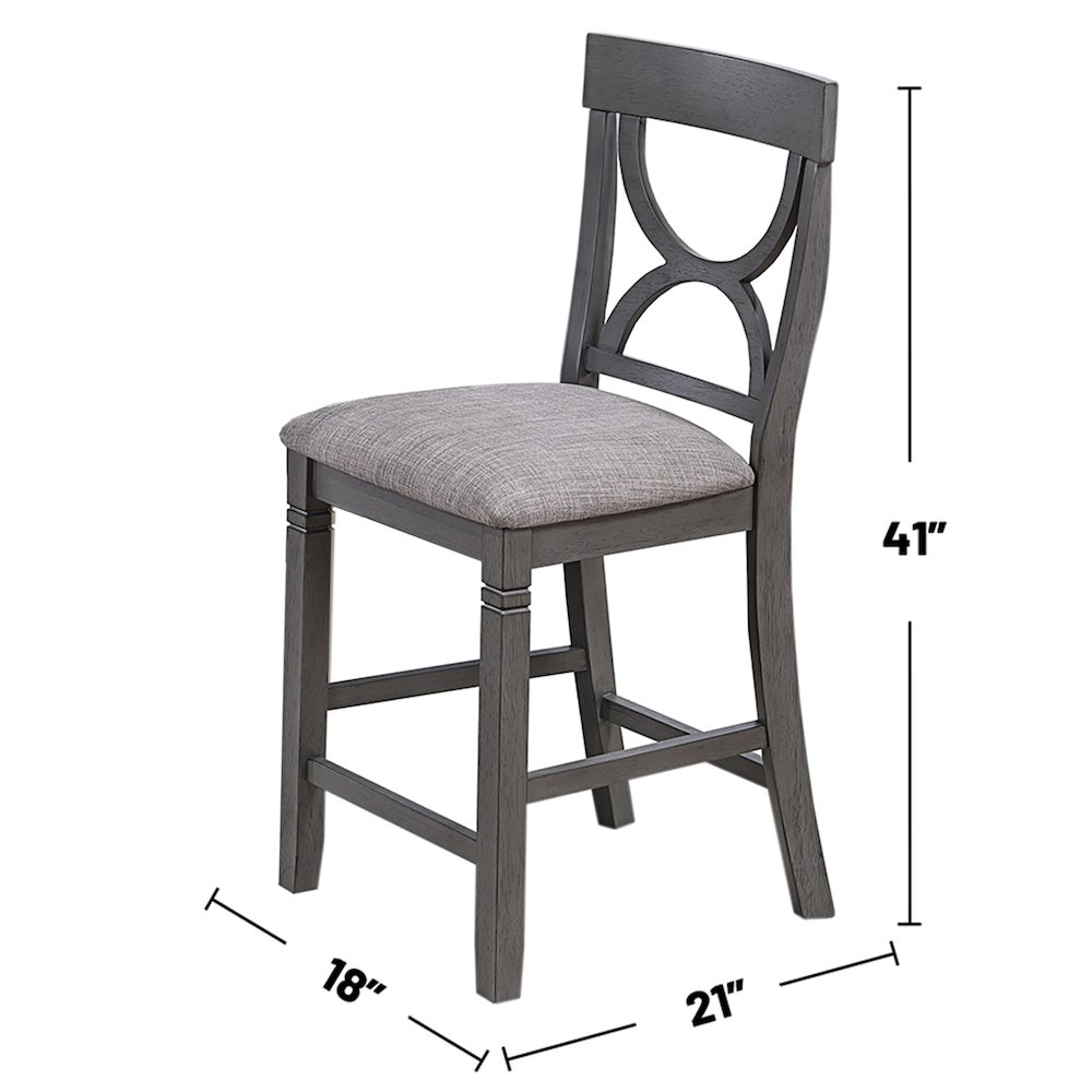 5 Piece Counter Height Dining Set with 2 Open Shelves in Grey. Picture 4