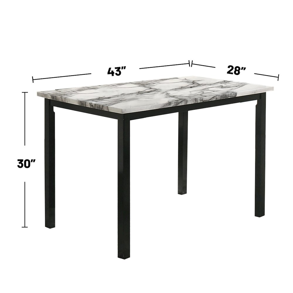 5 Piece Faux Marble Top Dining Set in White and Black. Picture 3