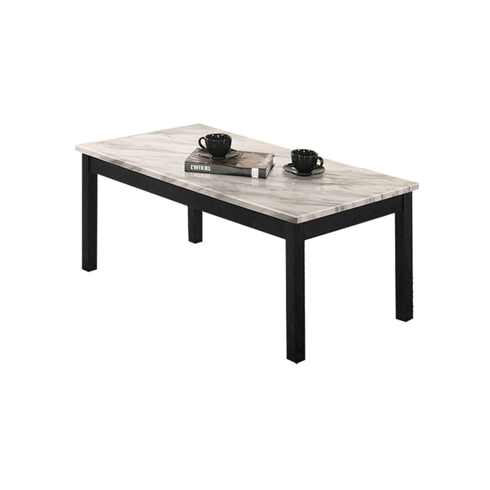 3 Piece Coffee Table with Faux Marble Top in White. Picture 3
