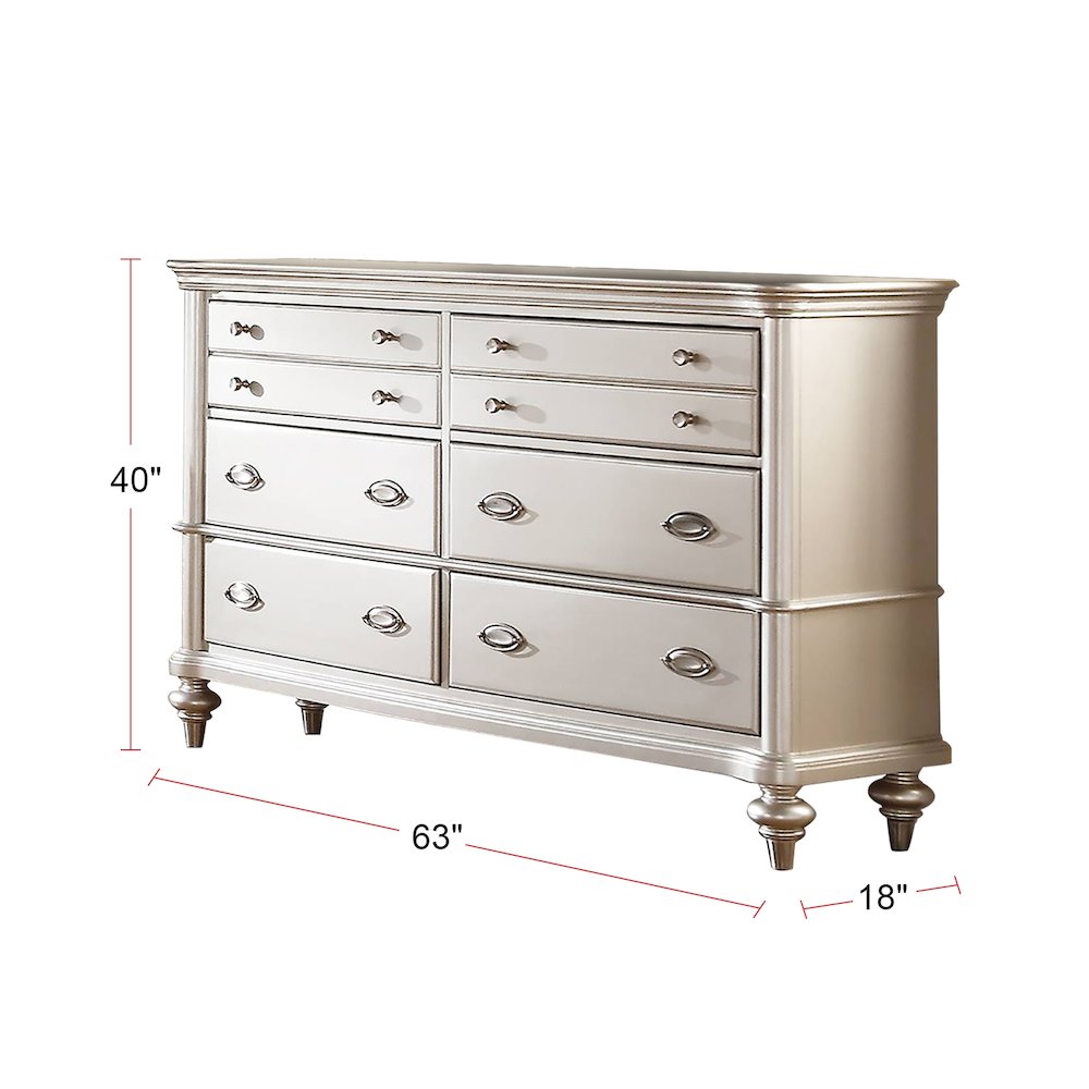 Dresser with 6 Drawers in Antique Silver. Picture 5