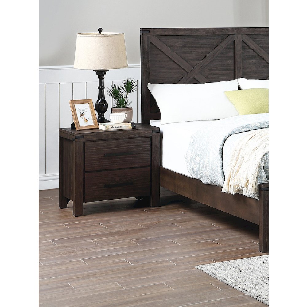 2 Drawers Nightstand In Dark Grey. Picture 2