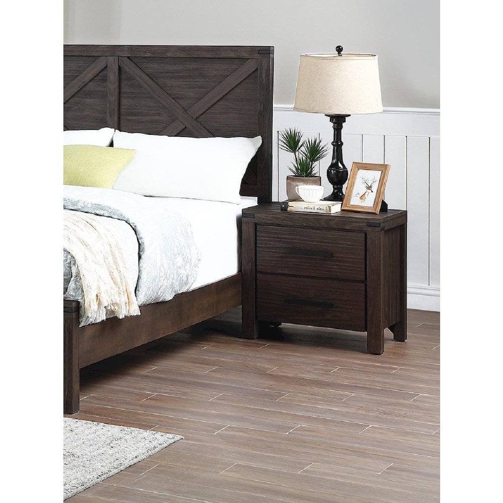 2 Drawers Nightstand In Dark Grey. Picture 4