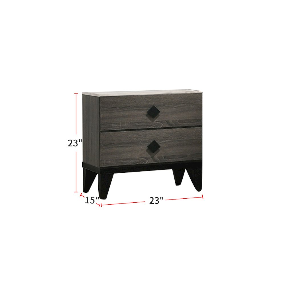 Smithson Nightstand With 2 Drawers Storage in Grey Finish. Picture 2
