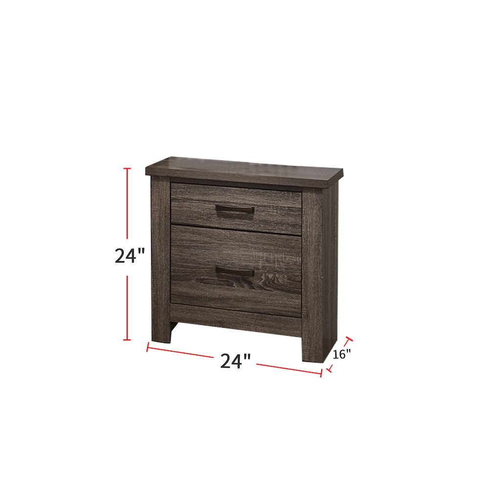 Avenue 2-Drawer Wood Nightstand in Weathered Grey Finish. Picture 2