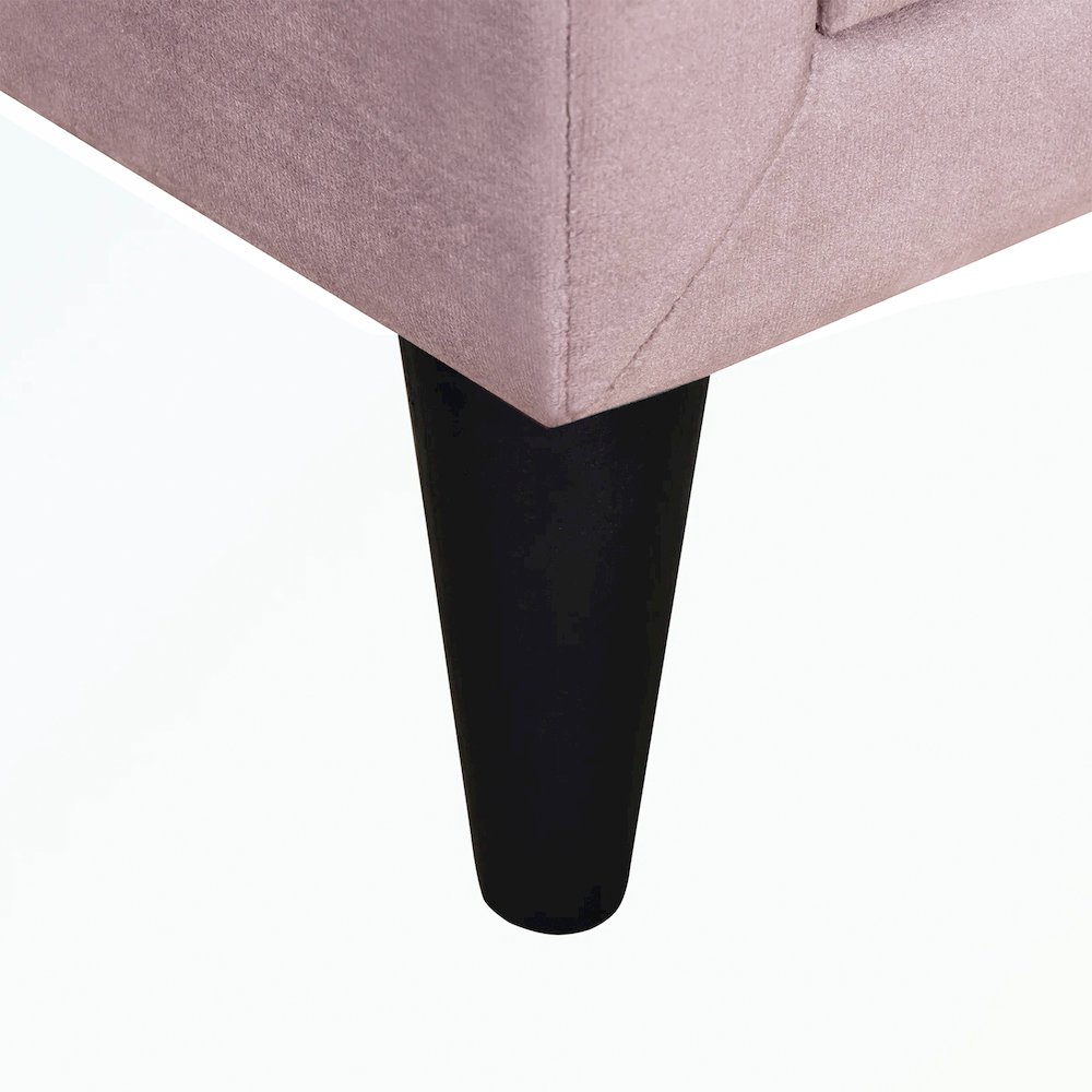 2 Drawers Velvet Upholstered Nightstand with Tapered Shape Legs in Light Pink. Picture 5