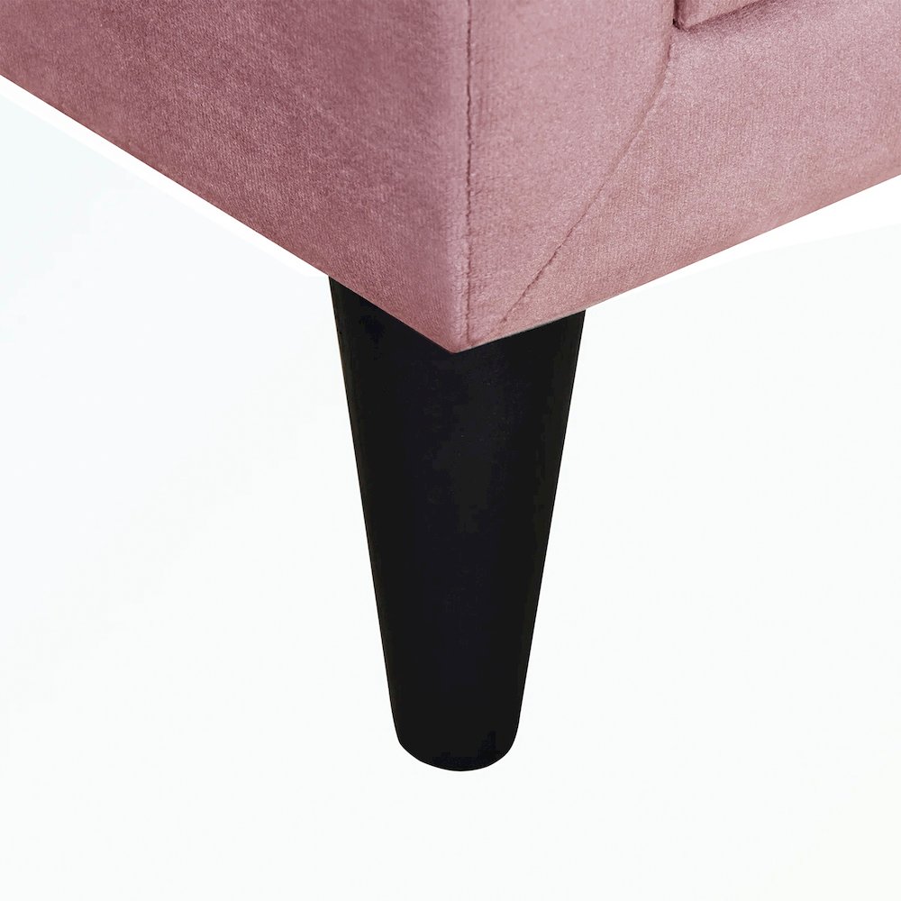 2 Drawers Brushed Linen Fabric Nightstand with Tapered Shape Legs in Pink. Picture 5