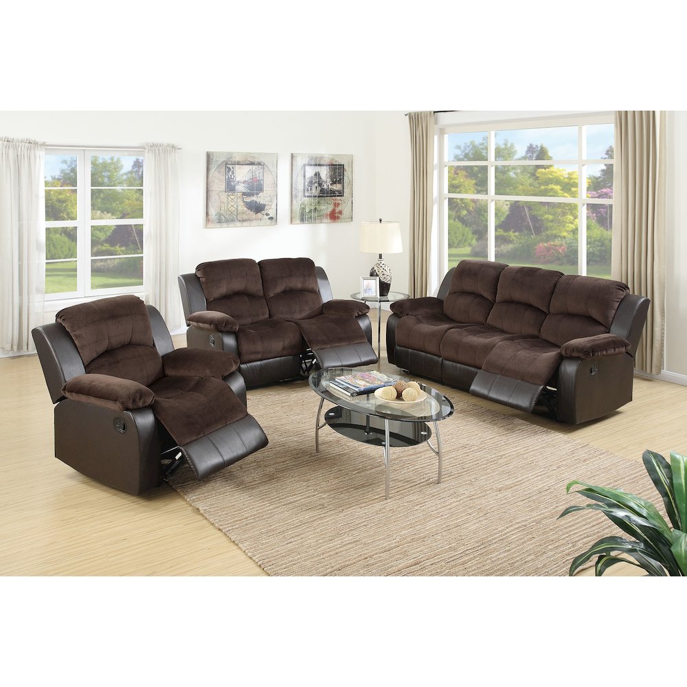 Padded Suede Upholstered Rocker Recliner in Chocolate. Picture 5
