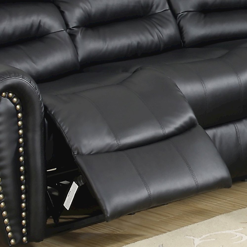 Bonded Leather Power Reclining Sectional Sofa, Black. Picture 5