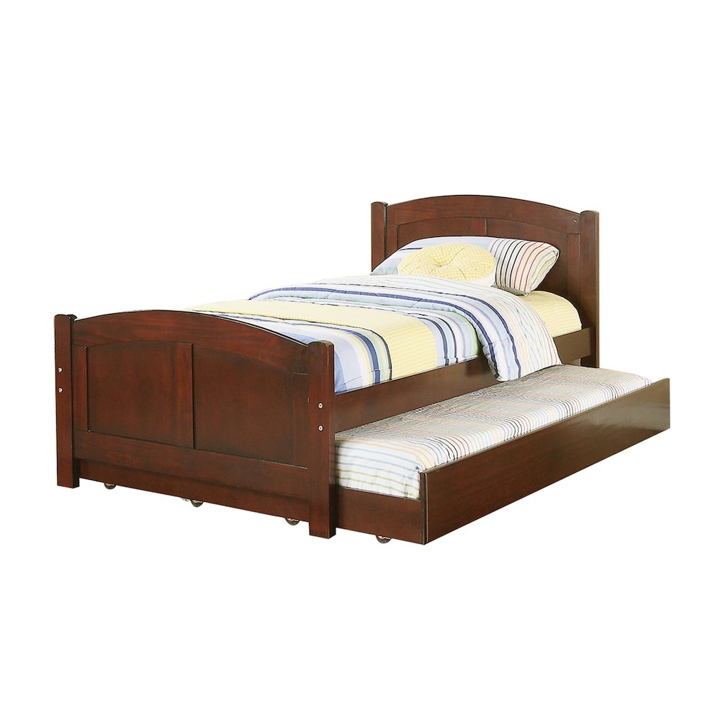 Twin Size Wood Bed With Trundle in Dark Cherry. Picture 1
