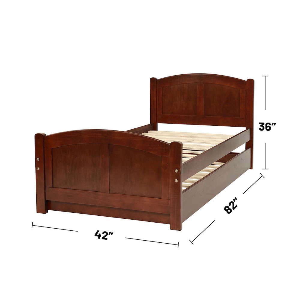 Twin Size Wood Bed With Trundle in Dark Cherry. Picture 3
