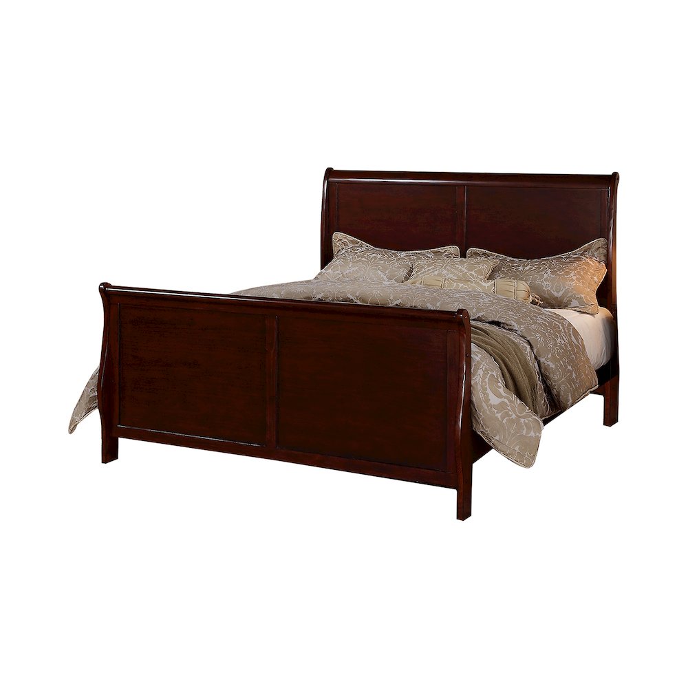 King Size Wood Bed in Cherry Finish. Picture 1
