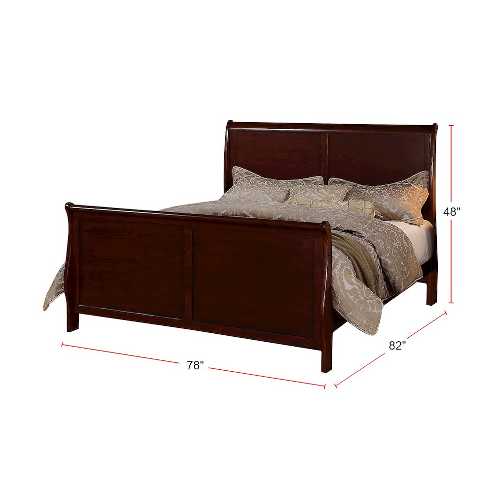 King Size Wood Bed in Cherry Finish. Picture 2