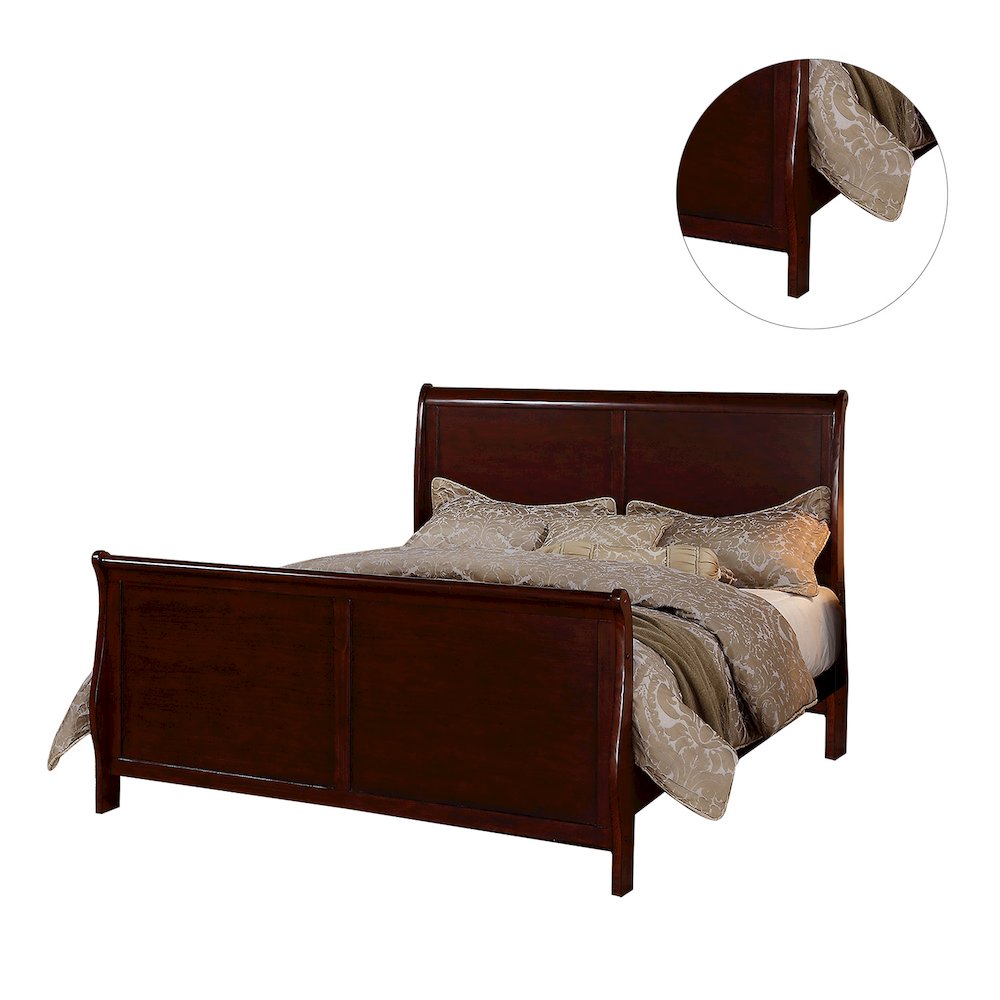 King Size Wood Bed in Cherry Finish. Picture 3