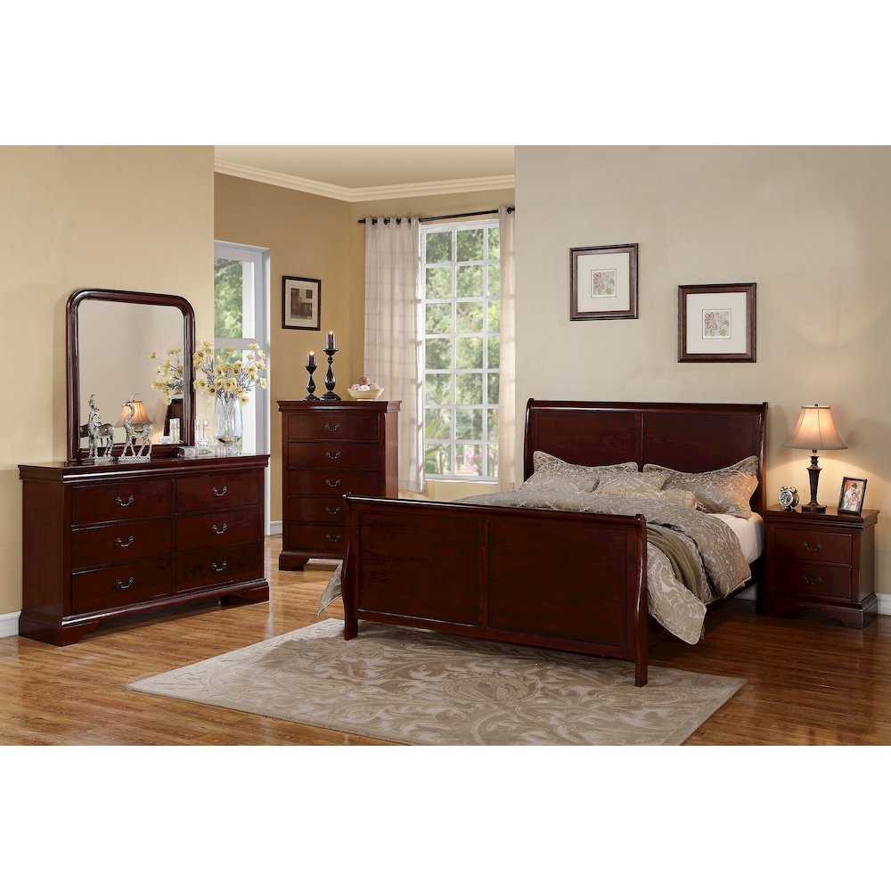 King Size Wood Bed in Cherry Finish. Picture 4