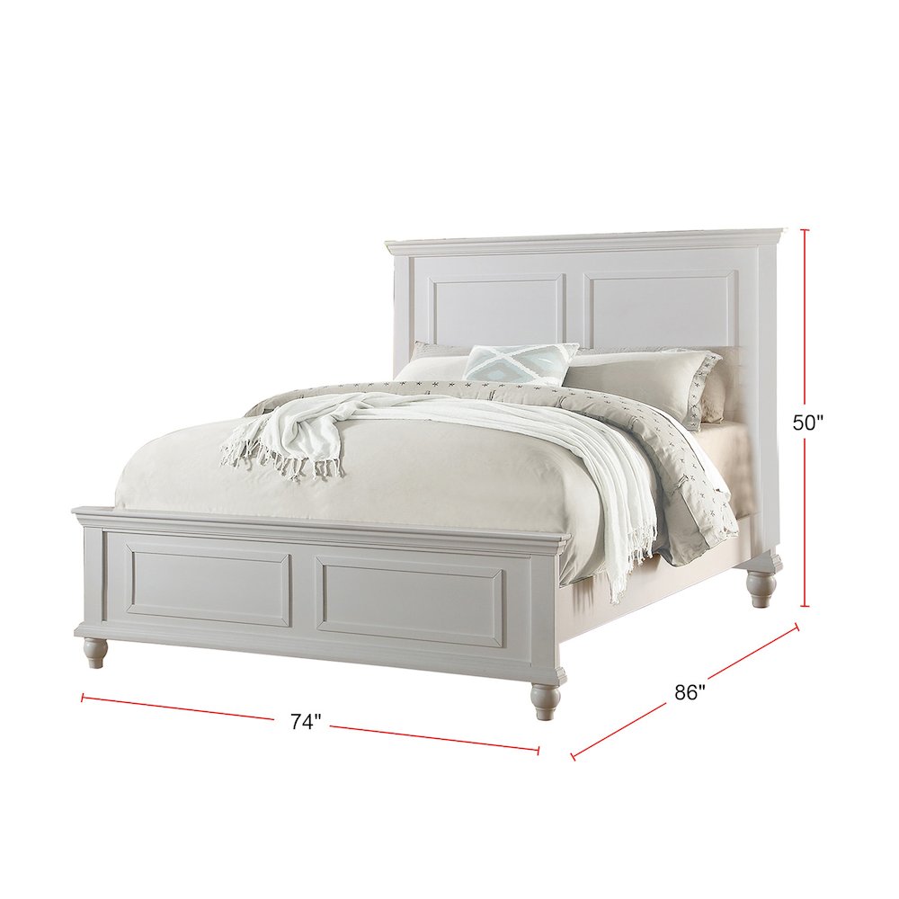 White Cal King Size Wood Bed. Picture 5