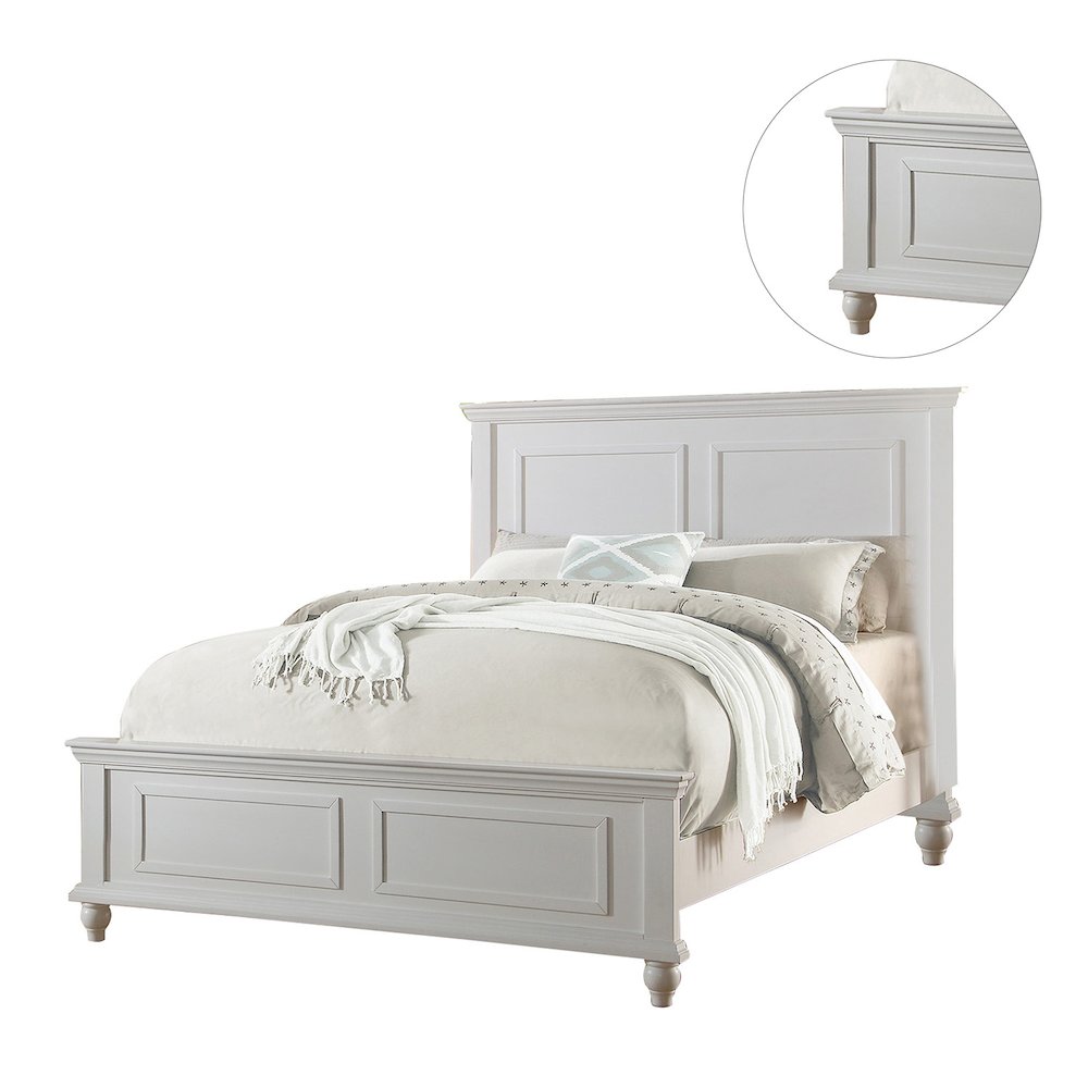 White Cal King Size Wood Bed. Picture 3