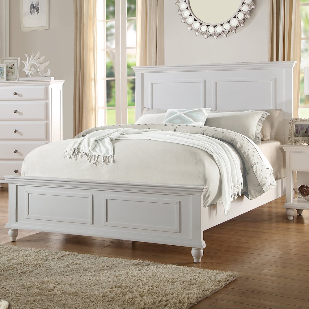 White Eastern King Size Wood Bed. Picture 2