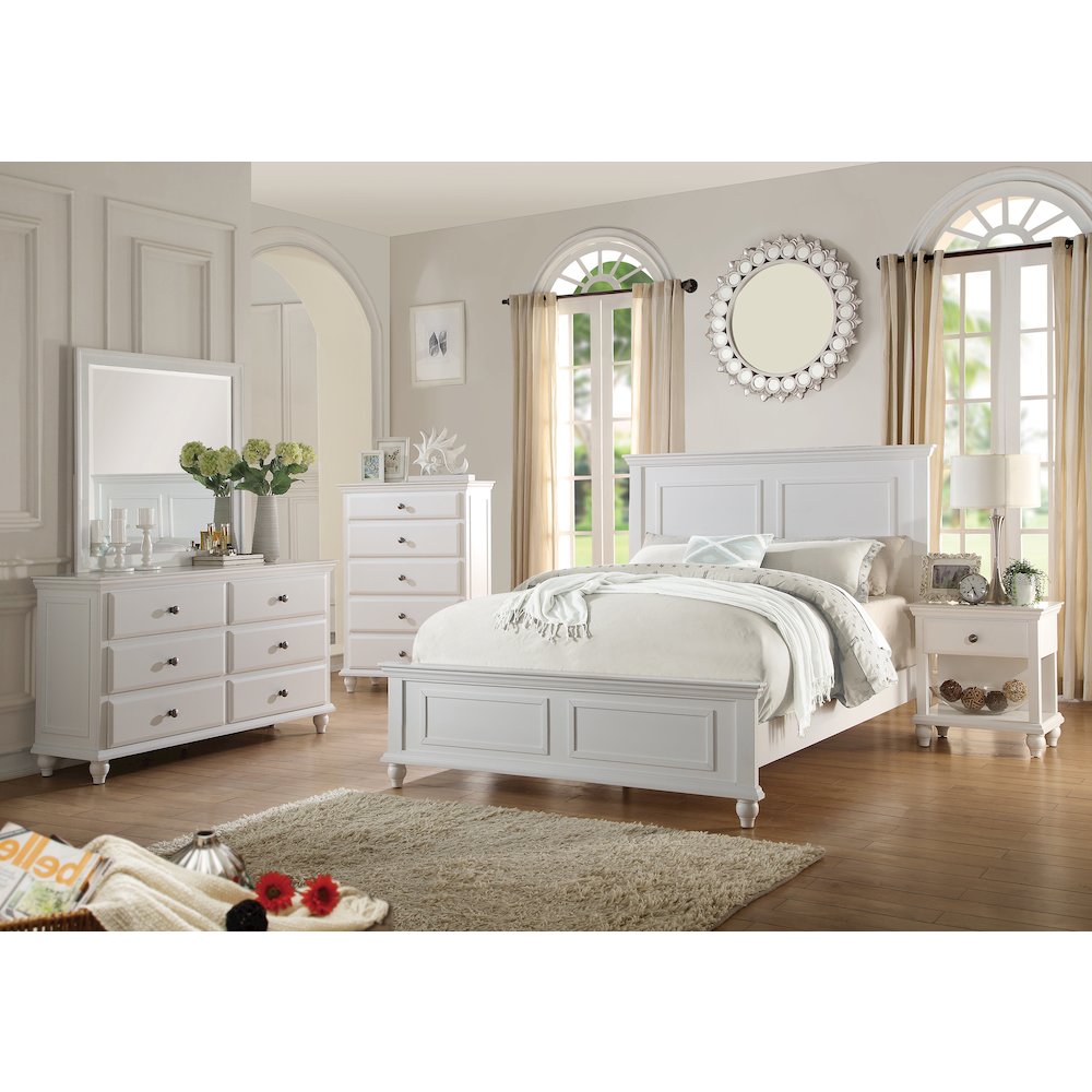 White Queen Size Wood Bed. Picture 4