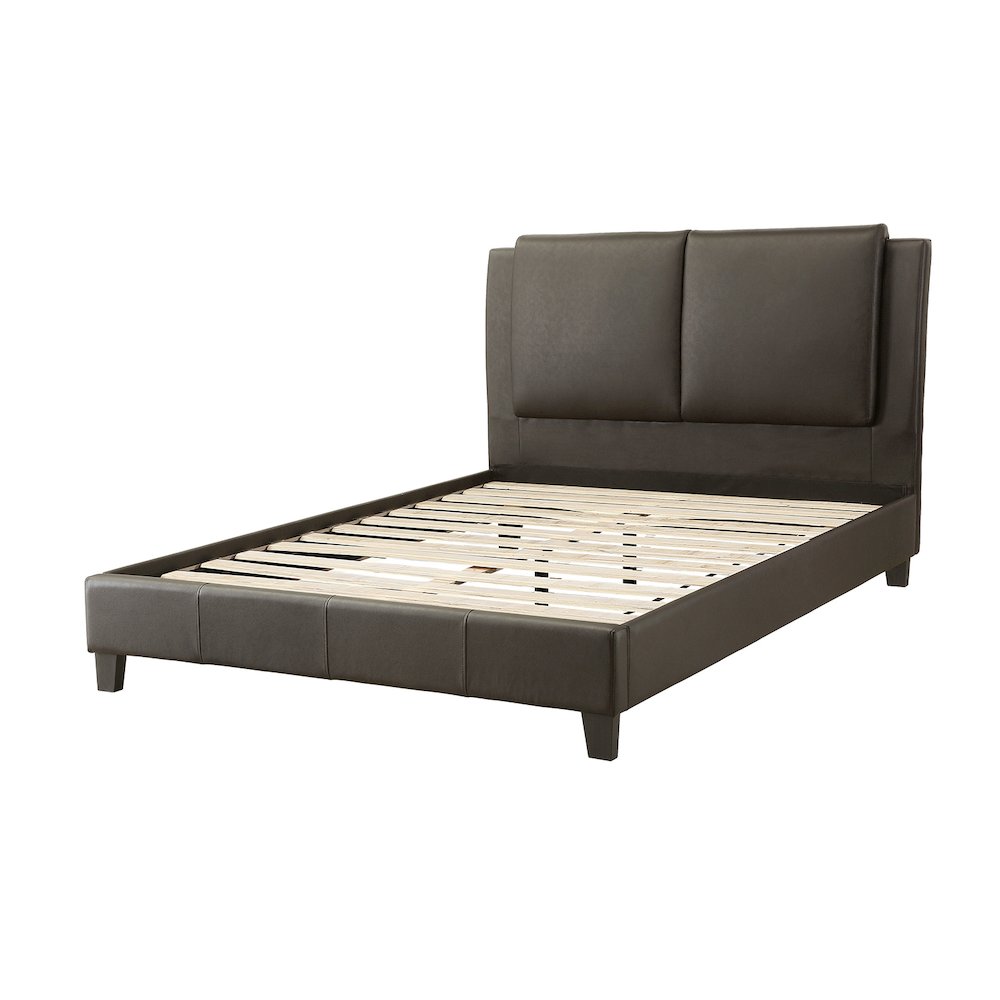 Brown Faux Leather Upholstered Cal. King Size Bed. Picture 1
