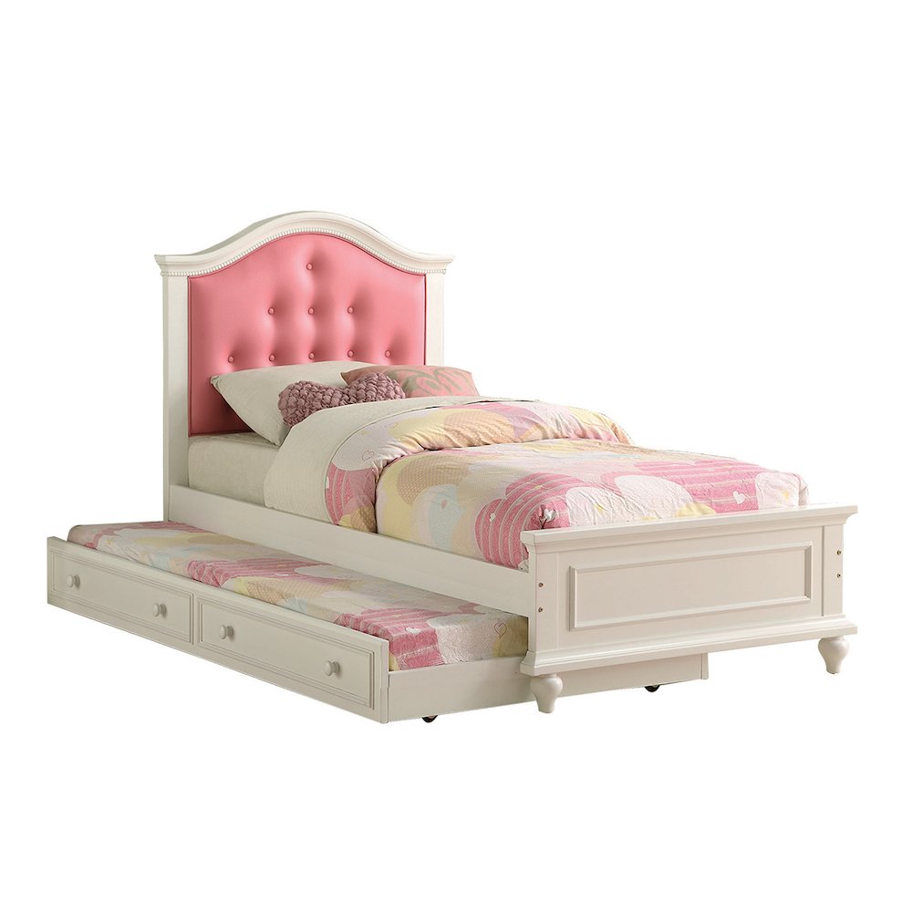 Twin Size Bed with Trundle in Pink and White. Picture 3