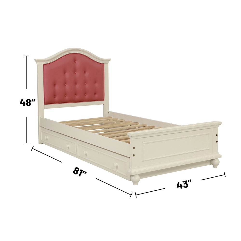 Twin Size Bed with Trundle in Pink and White. Picture 5