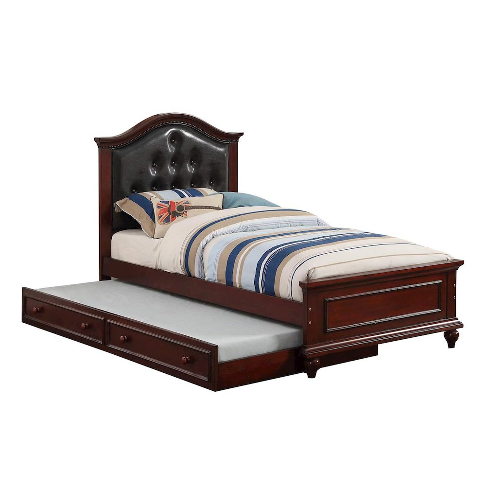 Twin Size Bed with Trundle in Black and Cherry Brown. Picture 4
