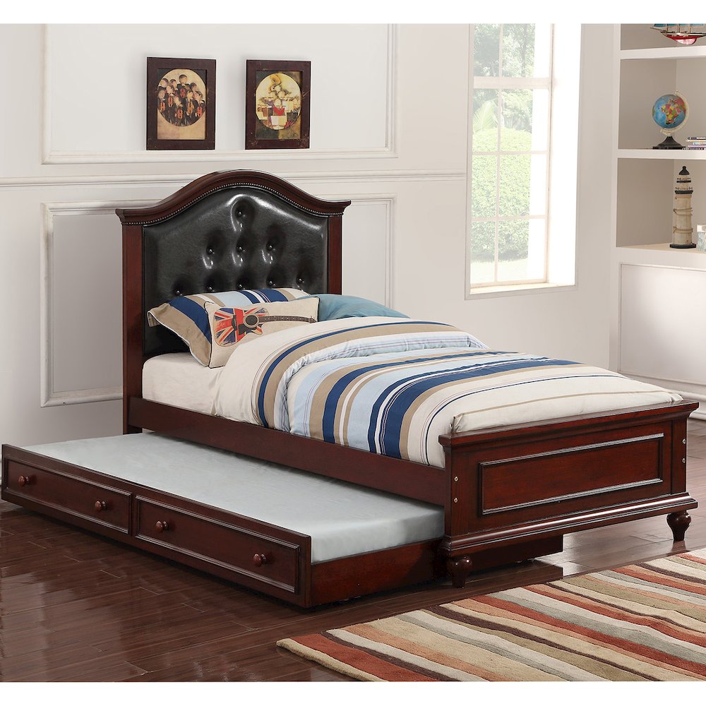 Twin Size Bed with Trundle in Black and Cherry Brown. Picture 2